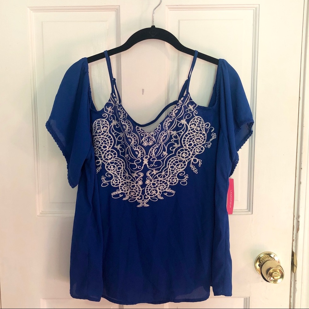 NWT Blue Off the Shoulder Blouse